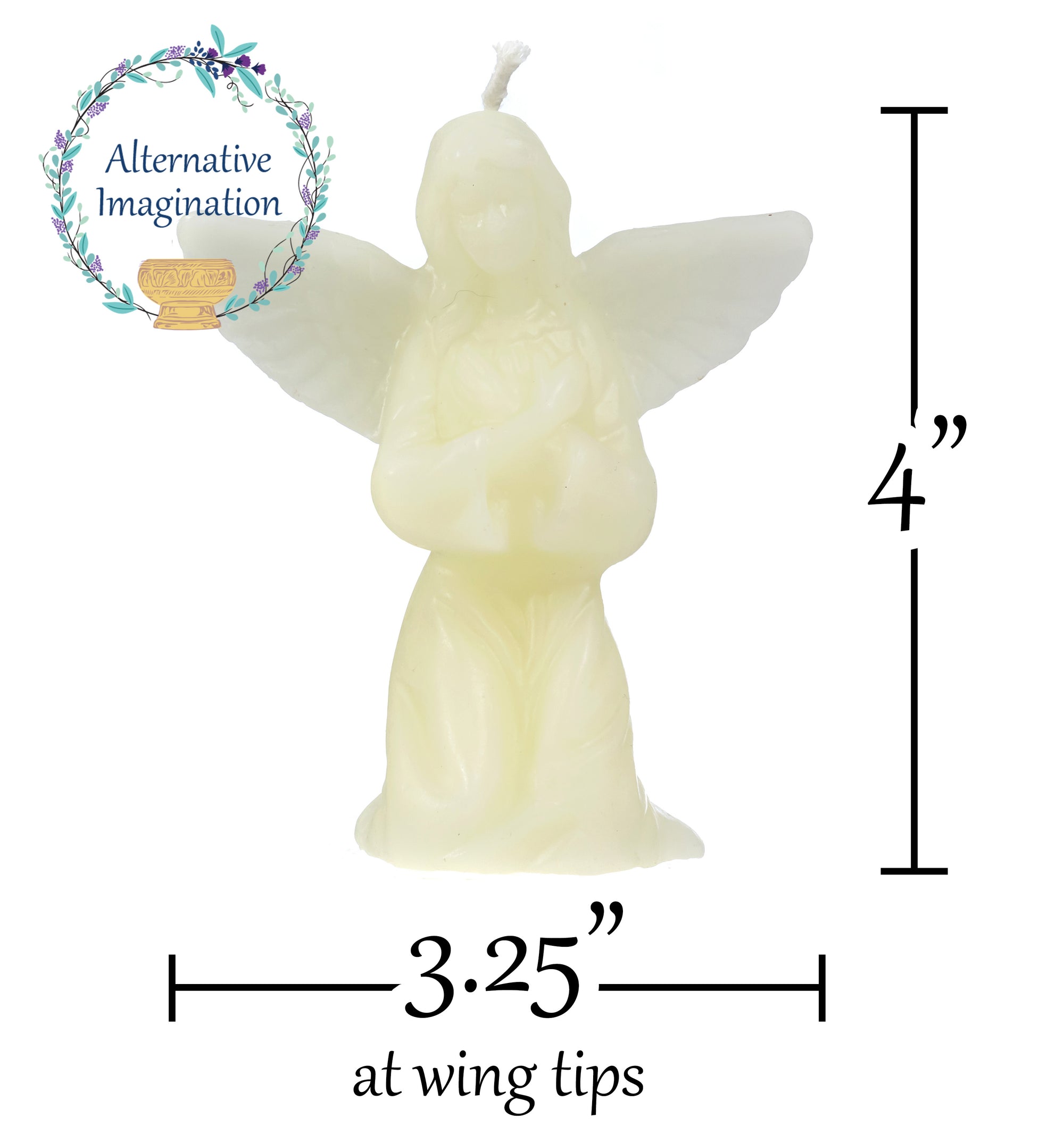 2 Angels - Shaped White Ivory Beeswax Candles