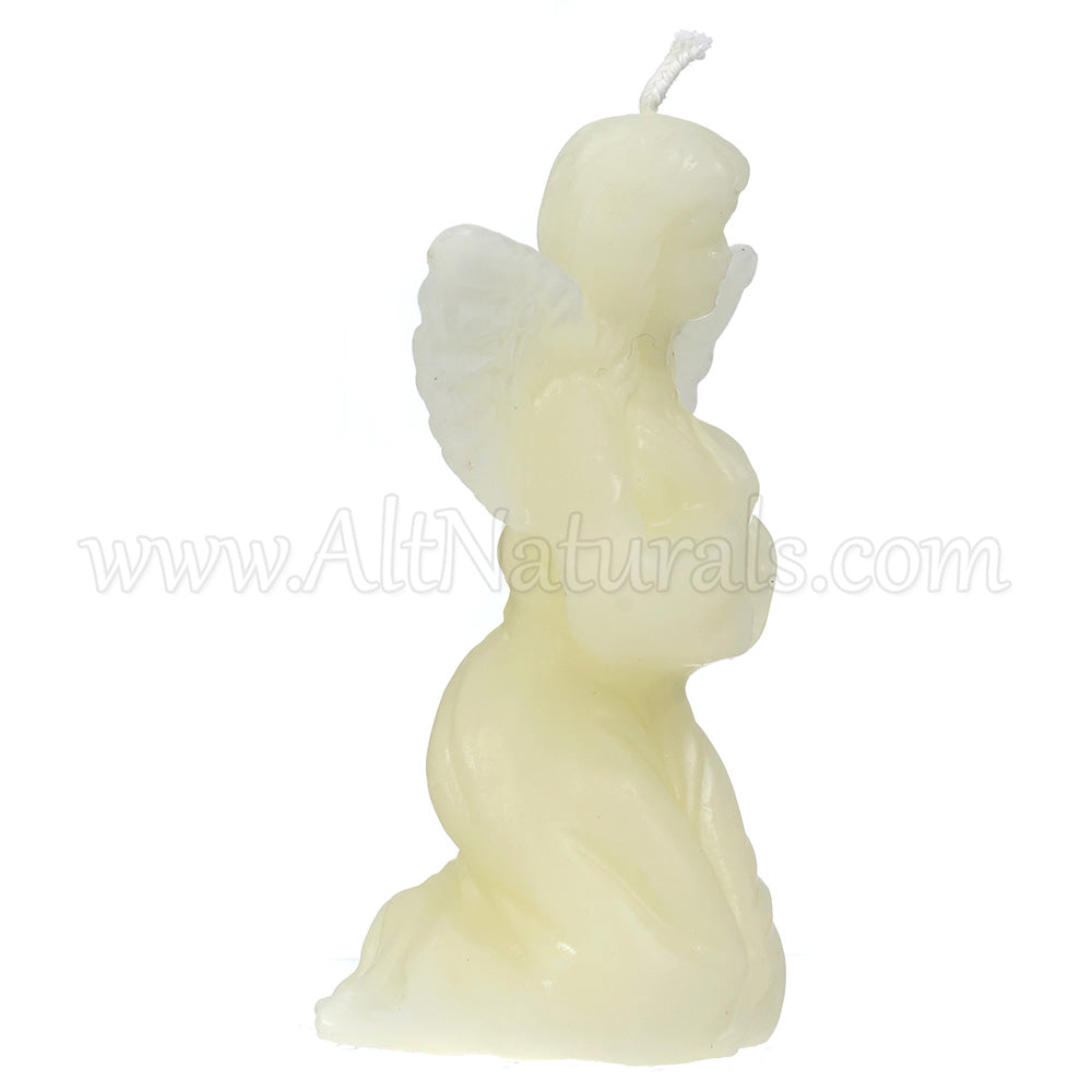 2 Angels - Shaped White Ivory Beeswax Candles
