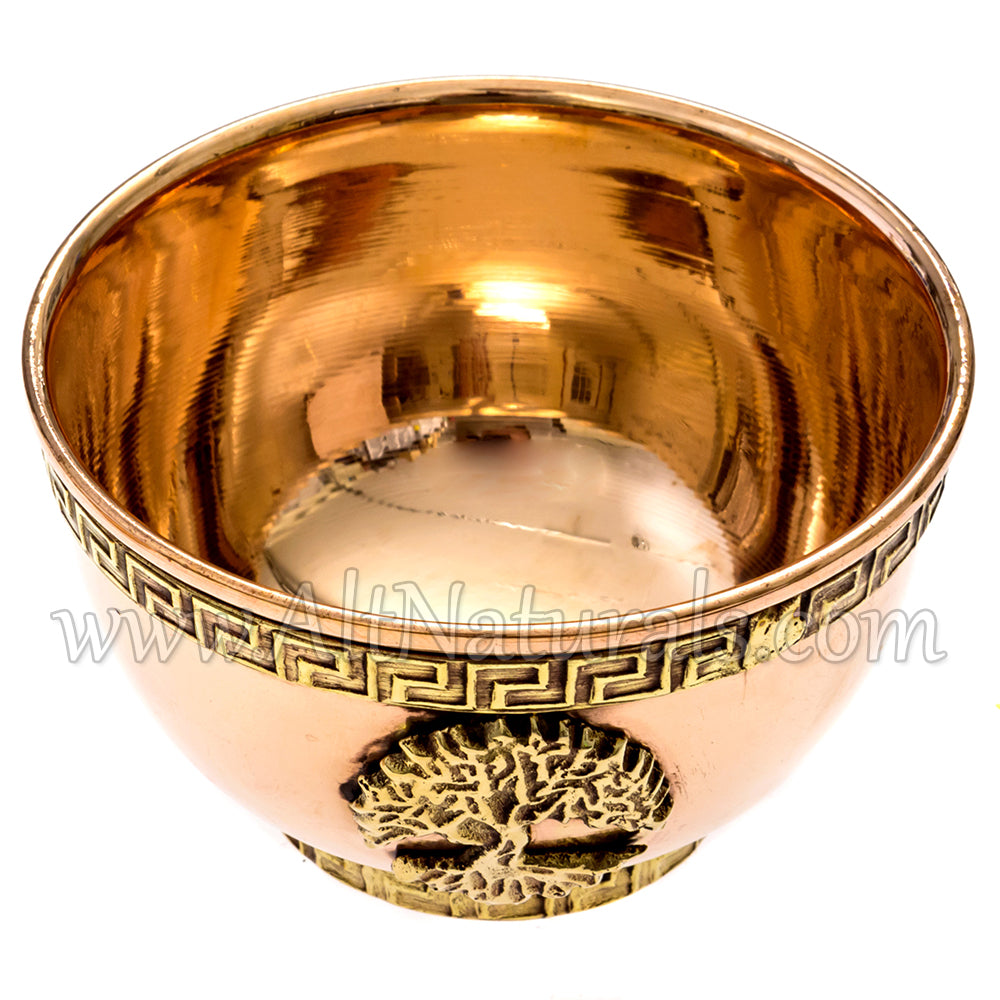 Tree of Life Copper Offering Bowl with Palo Santo